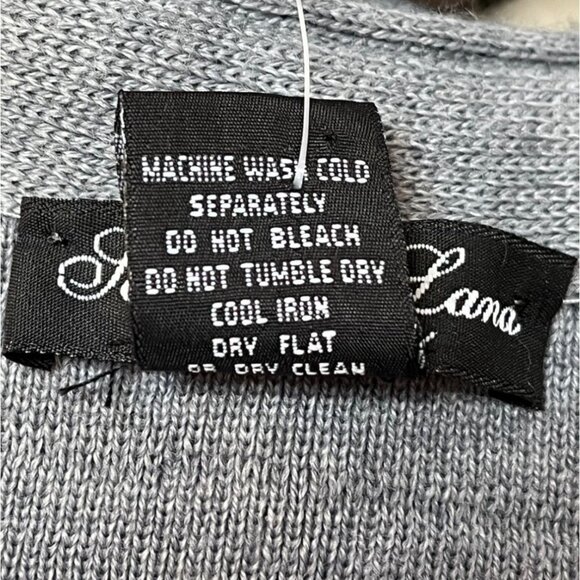 Women's Cardigan Sorrisi de Lana Italy Merino Wool Gray Asymmetrical Knit V Neck - Picture 8 of 8